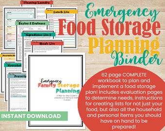 Food Storage Plan - Emergency Preparedness Binder - Food Storage Prep - Emergency Prep - Prepper Binder - Preparedness Guide