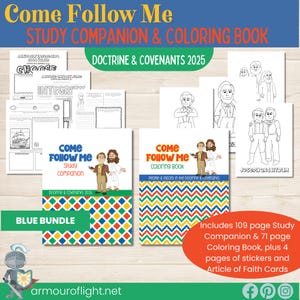 Come Follow Me 2025, Kid's Doctrine and Covenants Bundle, Kids LDS journal, Primary Children Coloring Book, LDS kid's scripture study, blue