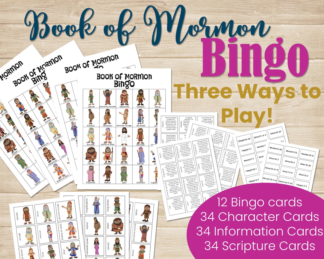 Book of Mormon Bingo - Book of Mormon Games - Family Home Evening Games ...