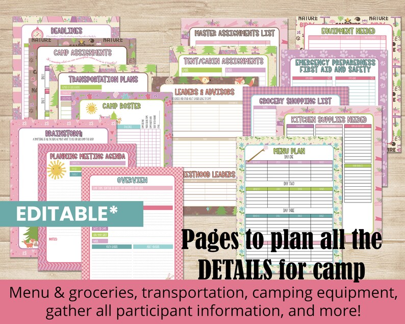 Girl's Camp Planner LDS Young Women Camp Director Planner Youth Planner ...