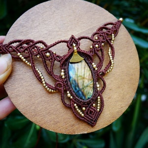 Labradorite choker necklace oriental talisman unique energy jewel chocker