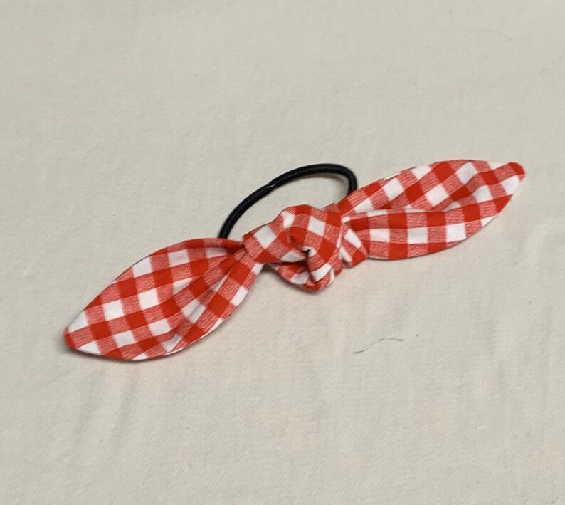hair tie Candy stripe Christmas Stripe Red checkered Tie Knot Scrunchie bow scrunchie Top knot candy cane hair elastics,gingham