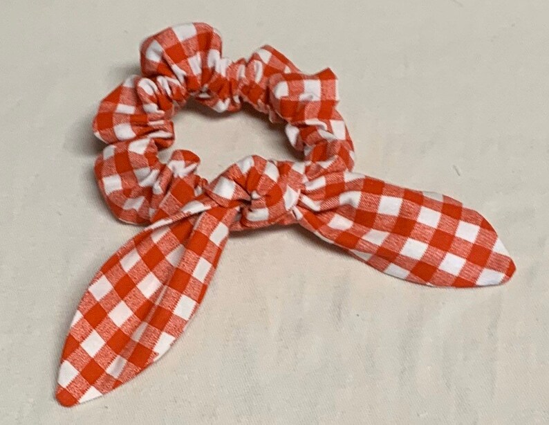 hair tie Candy stripe Christmas Stripe Red checkered Tie Knot Scrunchie bow scrunchie Top knot candy cane hair elastics,gingham
