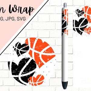 Basketball Pen Wraps, Sports Pen Wrap, Glitter Pen Wraps, Ball Pen Wrap, Epoxy Pen Wrap, Pen Wrap PNG, Pen Wrap Design, Pen Wrap Waterslide