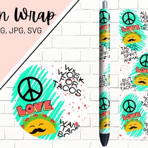 Taco Pen Wrap, Taco Tuesday Pen Wrap, Glitter Pen Wraps, Foodie Pen Wrap, Epoxy Pen Wrap, Pen Wrap PNG, Pen Wrap Design, Pen Wrap Waterslide