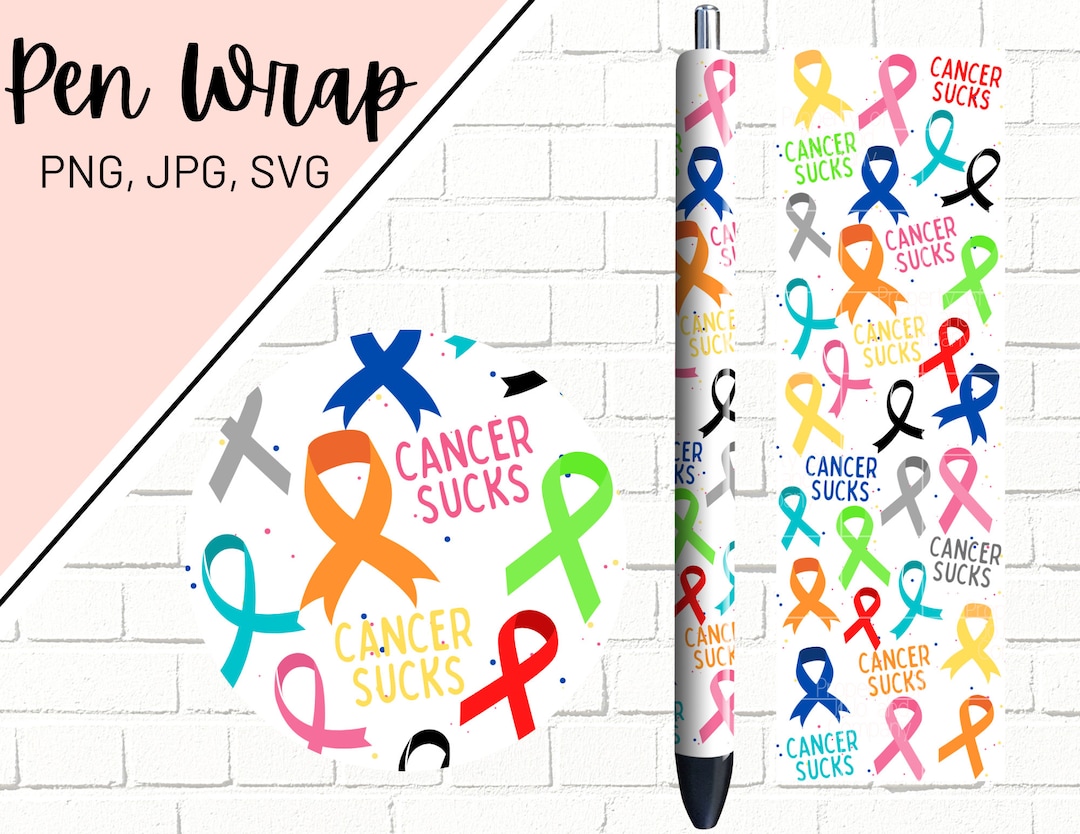 Cancer Ribbon Pen Wrap, Cancer Awareness Pen Wrap, Cancer Sucks Pen ...