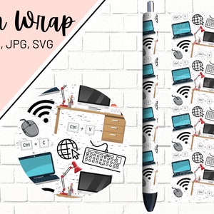Computer Programmer Pen Wrap, Computer Tech Pen Wrap, Office Worker Pen Wrap, IT Pen Wrap, Pen Wrap PNG SVG, Pen Wrap Design, Sublimation