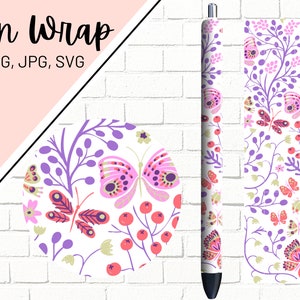 Floral Pen Wrap, Flower Pen Wrap, Glitter Pen Wraps, Inspirational Pen Wrap, Epoxy Pen Wrap, Pen Wrap PNG, Pen Wrap SVG, Pen Wrap Template