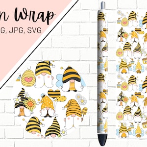 Sunflower Pen Wrap, Honeybee Pen Wrap, Glitter Pen Wrap, Gnome Pen Wrap, Epoxy Pen Wrap, Pen Wrap SVG, Pen Wrap PNG, Pen Wrap Template