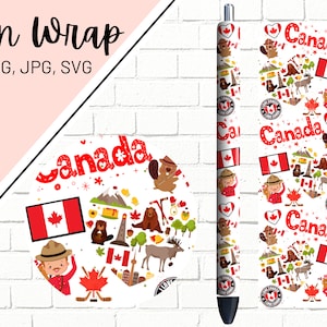 Canada Pen Wraps, Maple Leaf Pen Wrap, Glitter Pen Wraps, Canadian Pen Wrap, Epoxy Pen Wrap, Pen Wrap SVG, Pen Wrap PNG, Pen Wrap Template