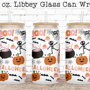 Halloween Glass Can Wrap PNG, Libbey Glass Wrap, Can Glass Wrap, 16 oz Glass Can PNG, Glass Can Sublimation Designs, Coffee Beer Can Glass