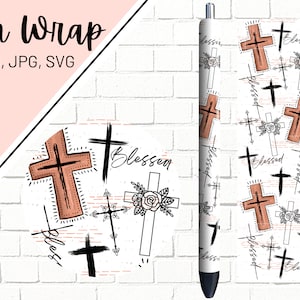 Religious Pen Wrap, Faith Pen Wrap, Pray Pen Wrap, Blessed Pen Wrap, Cross Pen Wrap, Epoxy Pen Wrap, Pen Wrap PNG, Pen Wrap Download