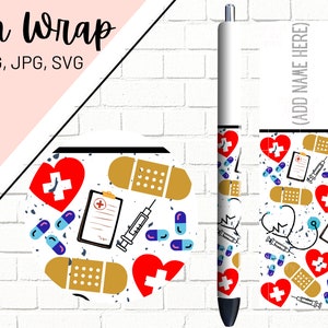 Nurse Pen Wrap, Medical Pen Wrap, Glitter Pen Wraps, Doctor Pen Wrap, Epoxy Pen Wrap, Pen Wrap PNG, Pen Wrap Design, Pen Wrap Waterslide