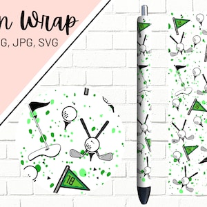 Golf Pen Wrap, Golfing Pen Wrap, Glitter Pen Wrap, Pen Wraps for Guys, Sports Pen Wrap, Pen Wrap PNG, Pen Wrap Design, Pen Wrap Waterslide