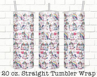 Unicorn Tumbler Wrap, 20oz Skinny Straight Tumbler Design for Sublimation, Full Tumbler Wrap, Tumbler Wrap File, Digital PNG Download
