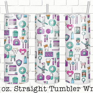 Dental Tumbler Wrap, Dentist 20oz Skinny Straight Tumbler Design for Sublimation, Full Tumbler Wrap,  Tumbler Wrap File, Digital Download