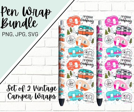Camping Pen Wrap, Camper Pen Wrap, Vintage Camper Pen Wrap, Outdoors Pen Wrap, Epoxy Pen Wrap, Pen Wrap SVG, Pen Wrap PNG, Pen Wrap Template