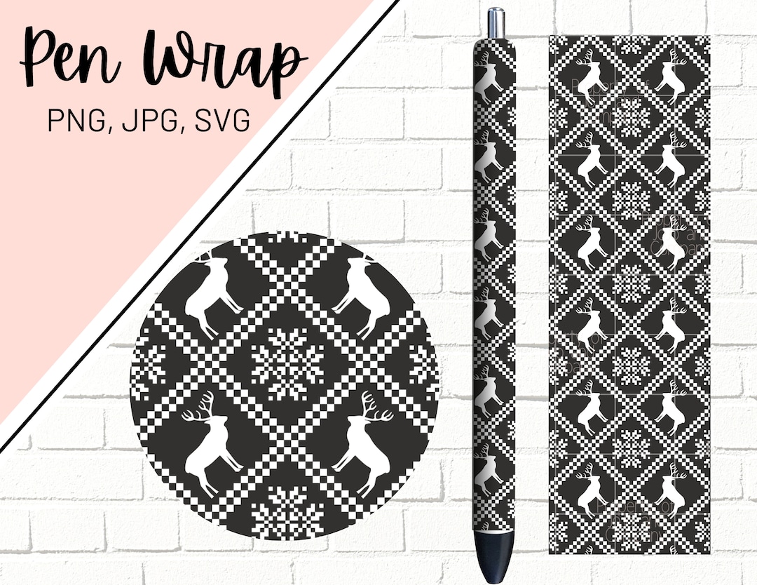 Christmas Pen Wraps, Winter Pen Wrap, Holiday Pen Wraps, Deer Pen Wrap ...