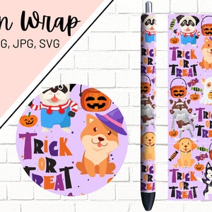 Halloween Pen Wrap, Fall Pen Wrap, Pumpkin Pen Wrap, Halloween Dog Pen Wrap, Epoxy Pen Wrap, Pen Wrap SVG, Pen Wrap PNG, Pen Wrap Template