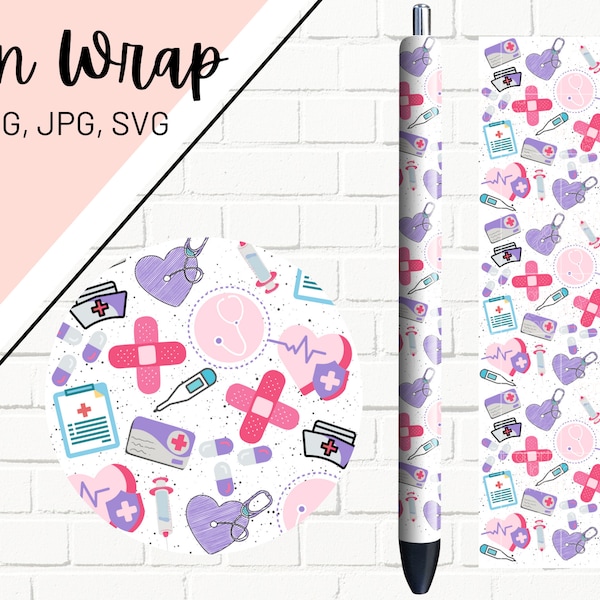 Nurse Pen Wraps, Medical Pen Wrap, Glitter Pen Wraps, Registered Nurse Pen Wrap, Epoxy Pen Wrap, Pen Wrap PNG, Pen Wrap Design, Pen Wrap SVG