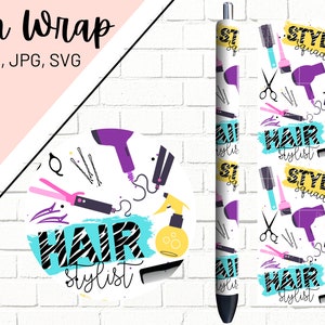 Stylist Pen Wrap, Hair Stylist Pen Wrap, Cosmetology Pen Wrap, Beautician Pen Wrap, Stylist SVG, Epoxy Pen Wrap, Pen Wrap PNG, Pen Wrap SVG