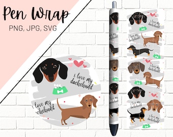 Dog Pen Wrap, Dachshund Dog Pen Wrap, Glitter Pen Wrap, Animal Pen Wrap, Epoxy Pen Wrap, Pen Wrap PNG, Pen Wrap Waterslide, Digital Pen Wrap