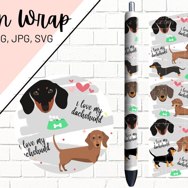 Hund Stift Wrap, Dackel Hund Stift Wrap, Glitzer Stift Wrap, Tier Pen Wrap, Epoxy Pen Wrap, Pen Wrap PNG, Pen Wrap Wasserschiebefolie, Digital Pen Wrap