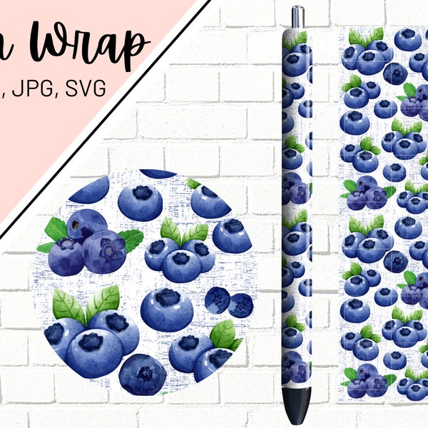 Blueberry Pen Wrap, Fruit Pen Wrap, Glitter Pen Wraps, Ink Joy Pen Wrap, Epoxy Pen Wrap, Pen Wrap PNG, Pen Wrap Design, Pen Wrap Waterslide