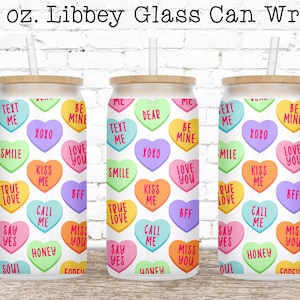Valentines Glass Can Wrap, 16 oz Clear Glass Wrap, Can Glass Wrap PNG, 16 oz Glass Can Wrap, Glass Can Sublimation Wrap, Coffee Beer Glass