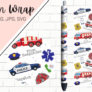 Dispatcher Pen Wrap, Police Pen Wrap, Glitter Pen Wraps, EMS Pen Wrap, Epoxy Pen Wrap, Pen Wrap PNG, Pen Wrap Waterslide, Pen Wrap Design