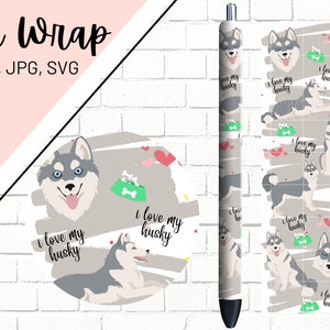 Siberian Husky Pen Wrap, Husky Pen Wrap, Glitter Pen Wraps, Dog Pen Wrap, Epoxy Pen Wrap, Pen Wrap SVG, Pen Wrap PNG, Pen Wrap Designs