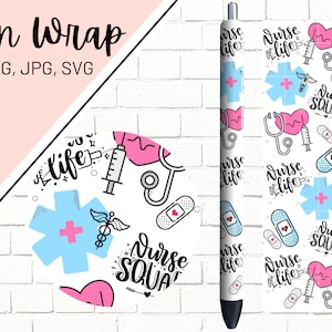 Nurse Pen Wraps, Medical Pen Wrap, Glitter Pen Wraps, Registered Nurse Pen Wrap, Epoxy Pen Wrap, Pen Wrap PNG, Pen Wrap Design, Pen Wrap SVG