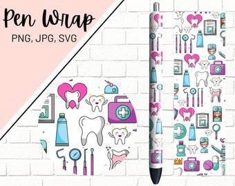Dental Pen Wrap, Dental Hygienist Pen Wrap, Dentist Pen Wrap, Medical Pen Wrap, Epoxy Pen Wrap, Pen Wrap PNG, Pen Wrap Waterslide, Download