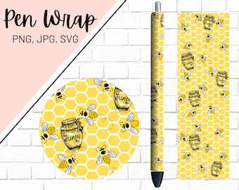 Bee Pen Wrap, Honey Pen Wrap, Glitter Pen Wraps, Honeybee Pen Wrap, Epoxy Pen Wrap, Pen Wrap PNG, Pen Wrap Design, Pen Wrap Waterslide