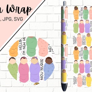 NICU sjuksköterska pennwrap, förlossningspenna, gynekologpennwrap, medicinsk pennwrap, L&D pennwrap, pennwrap SVG PNG, pennwrap-fil