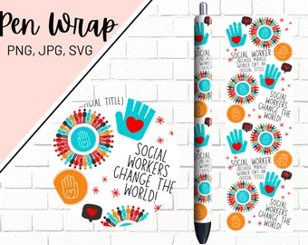 Social Worker Pen Wrap, Social Work Pen Wrap, Glitter Pen Wrap, Family Services Pen Wrap, Epoxy Pen Wrap, Pen Wrap SVG, Pen Wrap PNG