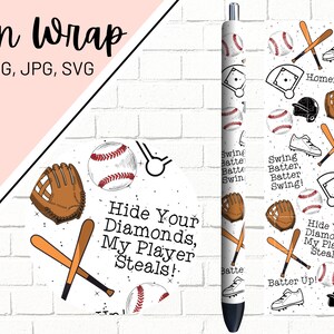 Baseball Pen Wrap, Sports Pen Wrap, Glitter Pen Wrap, Baseball Mom Pen Wrap, Epoxy Pen Wrap, Pen Wrap SVG, Pen Wrap PNG, Pen Wrap Design