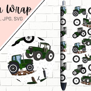 Tractor Pen Wrap, Green Tractor Pen Wrap, Farm Pen Wrap, Epoxy Pen Wrap, Pen Wrap PNG, Pen Wrap Design, Pen Wrap Waterslide, Pen Wrap SVG