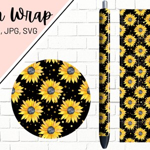 Sunflower Pen Wrap, Heart Pen Wrap, Glitter Pen Wrap, Floral Pen Wrap, Epoxy Pen Wrap, Pen Wrap SVG, Pen Wrap PNG, Pen Wrap Template