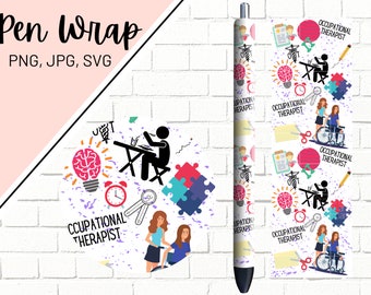 Occupational Therapist Pen Wrap, Occupational Therapy Pen Wrap, Medical Pen Wrap, Epoxy Pen Wrap, Pen Wrap SVG, Pen Wrap PNG, Pen Wrap File