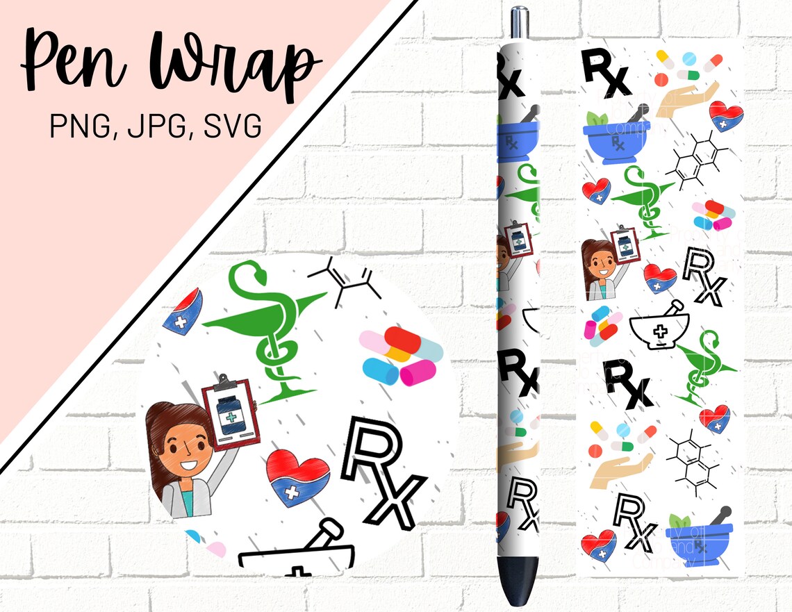 Pharmacy Pen Wrap Pharmacist Pen Wrap Glitter Pen Wraps Etsy