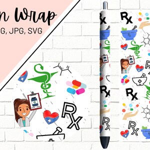 Pharmacy Pen Wrap, Pharmacist Pen Wrap, Glitter Pen Wrap, Medical Pen Wrap, Epoxy Pen Wrap, Pen Wrap PNG, Pen Wrap Waterslide, Pen Wrap File