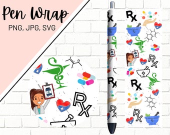 Pharmacy Pen Wrap, Pharmacist Pen Wrap, Glitter Pen Wrap, Medical Pen Wrap, Epoxy Pen Wrap, Pen Wrap PNG, Pen Wrap Waterslide, Pen Wrap File