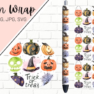 Halloween Pen Wrap, Fall Pen Wrap, Pumpkin Pen Wrap, Spooky Pen Wrap, Trick or Treat Pen Wrap, Pen Wrap SVG, Pen Wrap PNG, Pen Wrap Designs
