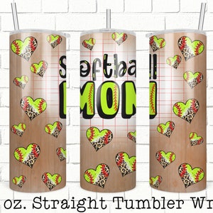 Softball Mom Tumbler Wrap, Softball 20oz Skinny Straight Tumbler Design for Sublimation, Full Tumbler Wrap,  Tumbler Wrap, Digital Download