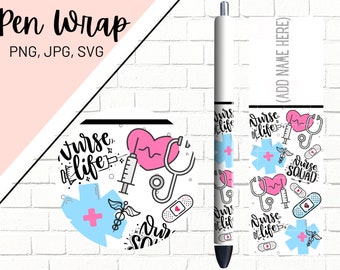 Nurse Pen Wraps, Medical Pen Wrap, Glitter Pen Wraps, Nurse's Pen Wrap, Epoxy Pen Wrap, Pen Wrap PNG, Pen Wrap Design, Pen Wrap Waterslide