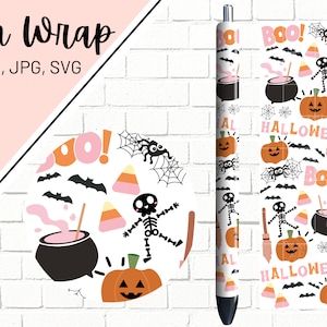Halloween Pen Wrap, Spooky Pen Wrap, Skeleton Pen Wrap, Pumpkin Pen Wrap, Cute Pen Wrap, Pen Wrap PNG, Pen Wrap Design, Pen Wrap Sublimation