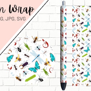 Insect Pen Wrap, Bug Pen Wrap, Pen Wrap For Boys, Insects Pen Wrap, Epoxy Pen Wrap, Pen Wrap SVG, Pen Wrap PNG, Pen Wrap Designs