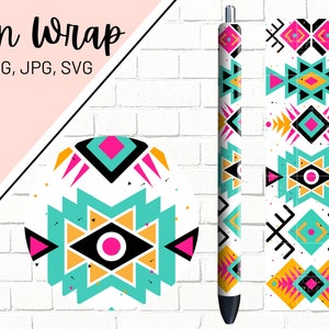Aztec Pen Wrap, Tribal Pen Wrap, Glitter Pen Wrap, Southwestern Pen Wrap, Epoxy Pen Wrap, Pen Wrap PNG, Pen Wrap Design, Pen Wrap Waterslide