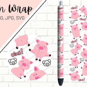 Pig Pen Wrap, Farm Pen Wrap, Farm Animal Pen Wrap, Glitter Pen Wrap, Epoxy Pen Wrap, Pen Wrap SVG, Pen Wrap PNG, Pen Wrap Template